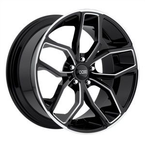 20x8.5 5x114.3 Foose Wheels F150 Outcast Gloss Black Milled 35 offset 72.56 hub