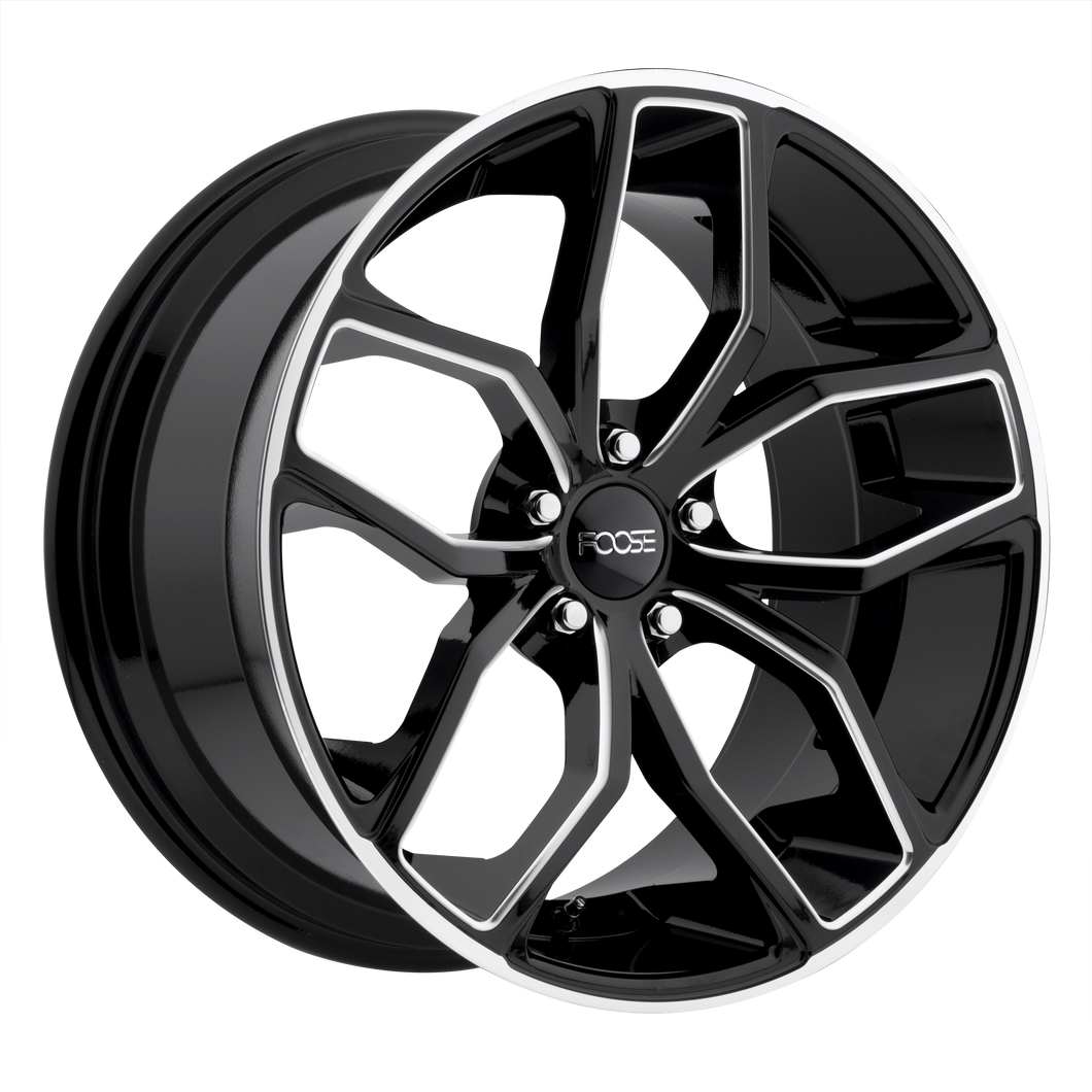 20x8.5 5x114.3 Foose Wheels F150 Outcast Gloss Black Milled 35 offset 72.56 hub