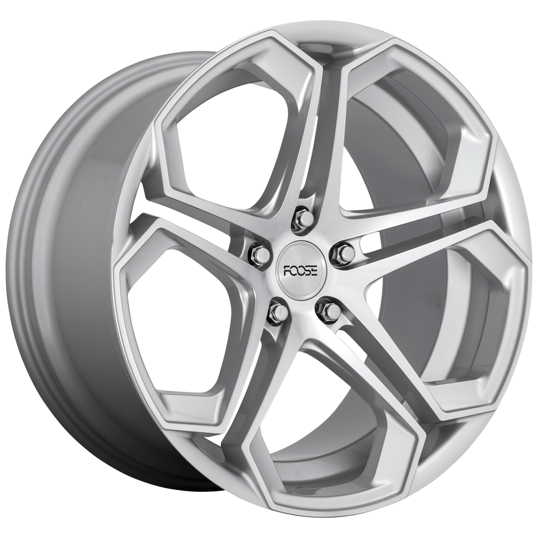 20x10.5 5x120 Foose Wheels F170 Impala Gloss Silver Machined 40 offset 72.56 hub