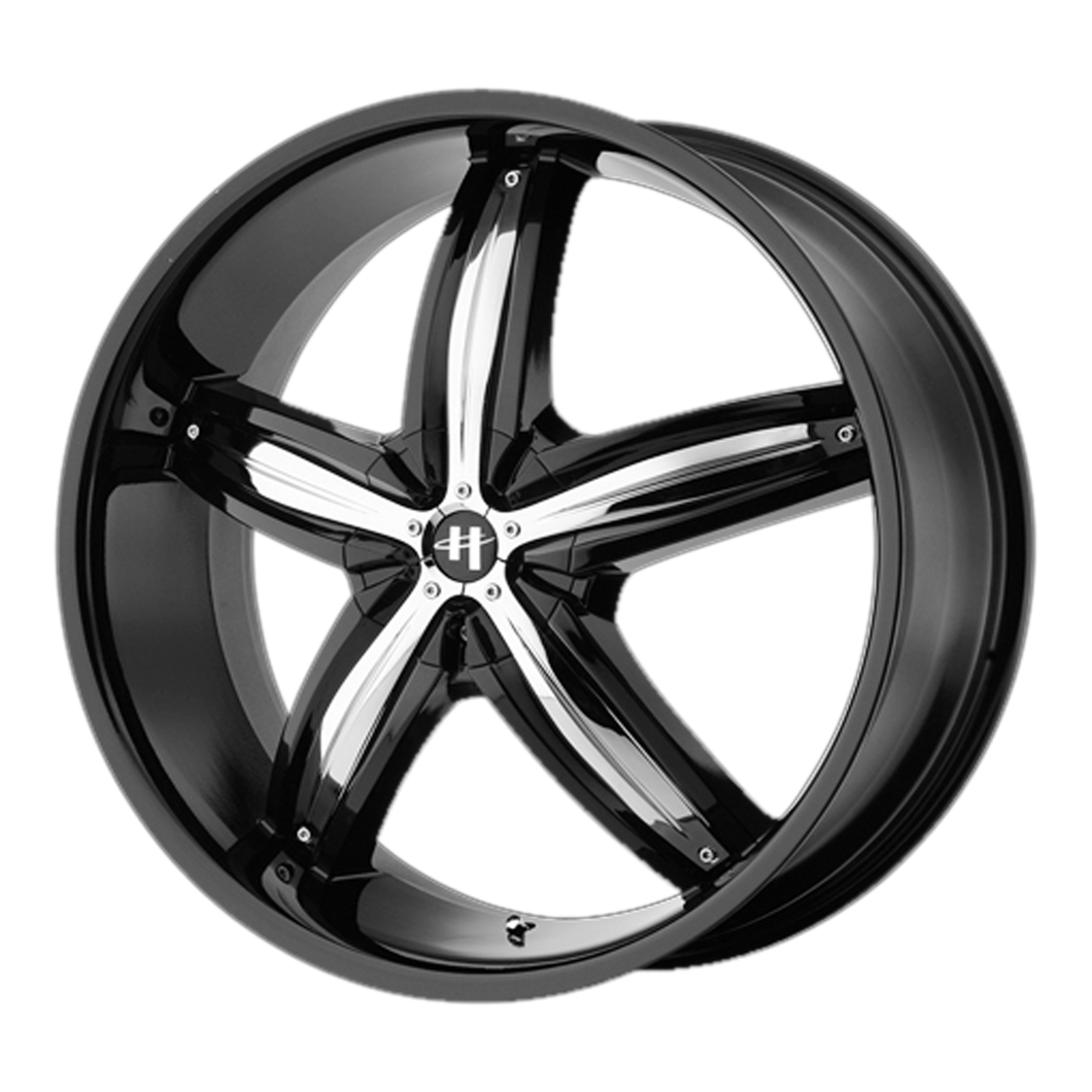 18x8 5x100/5x114.3 Helo Wheels HE844 Gloss Black With Removable Chrome Accents 40  offset  72.6  hub