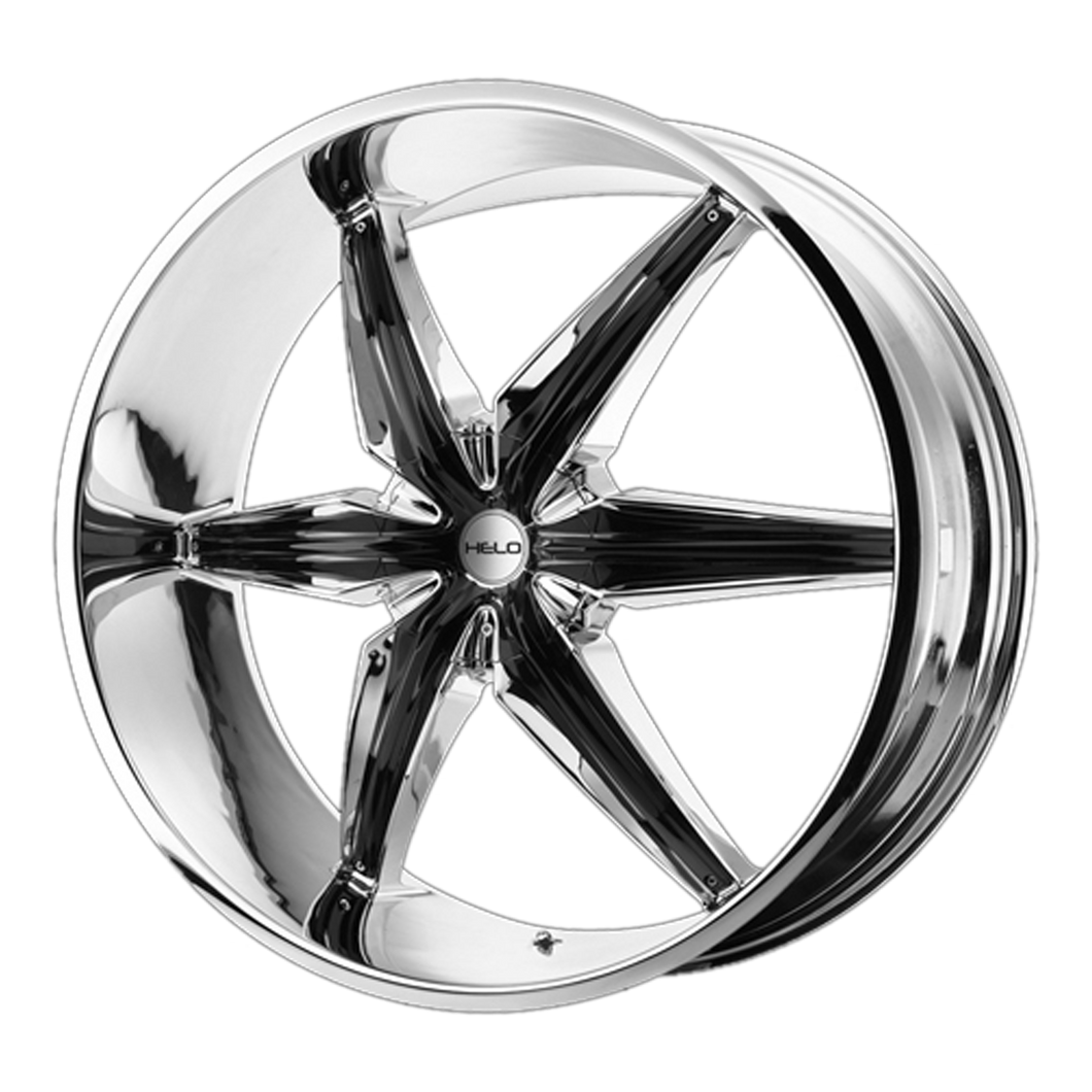 20x8.5  Helo Wheels HE866 Chrome Plated With Gloss Black Accents 10  offset  110.5  hub