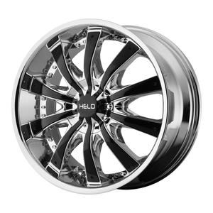 26x9.5  Helo Wheels HE875 Chrome Plated With Gloss Black Accents 38  offset  72.6  hub