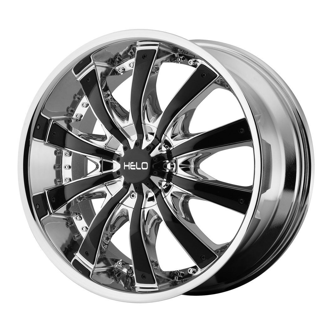 26x9.5  Helo Wheels HE875 Chrome Plated With Gloss Black Accents 38  offset  72.6  hub