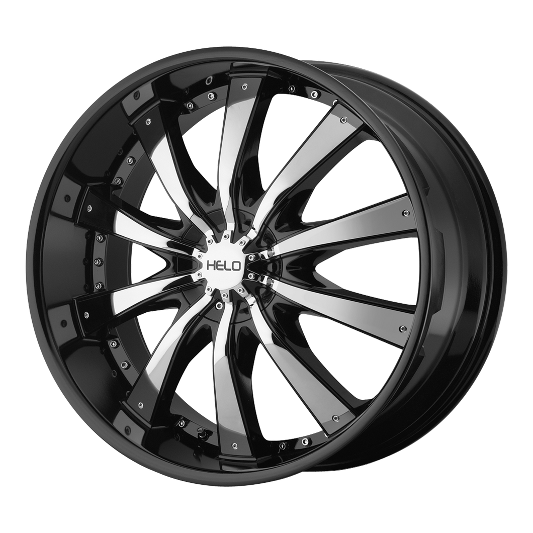 20x8.5  Helo Wheels HE875 Gloss Black With Removable Chrome  Accents 15  offset  106.25  hub