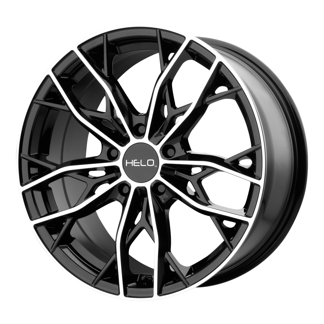 18x8  Helo Wheels HE907 Gloss Black Machined 40  offset  74.1  hub