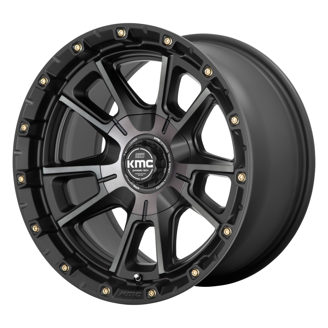 17x9  KMC Wheels KM100 Sync Satin Black With Gray Tint -12  offset  78.1  hub