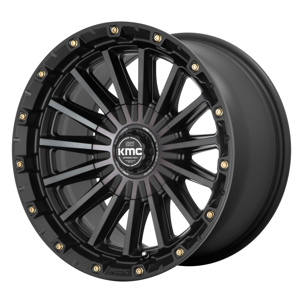 20x9  KMC Wheels KM102 Signal Satin Black With Gray Tint 0  offset  78.1  hub