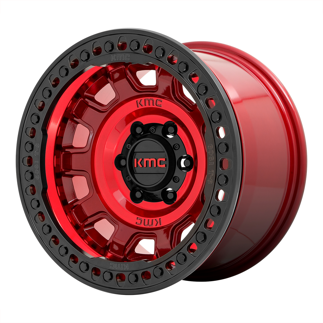 17x9  KMC Wheels KM236 Tank Beadlock Candy Red -15  offset  71.5  hub