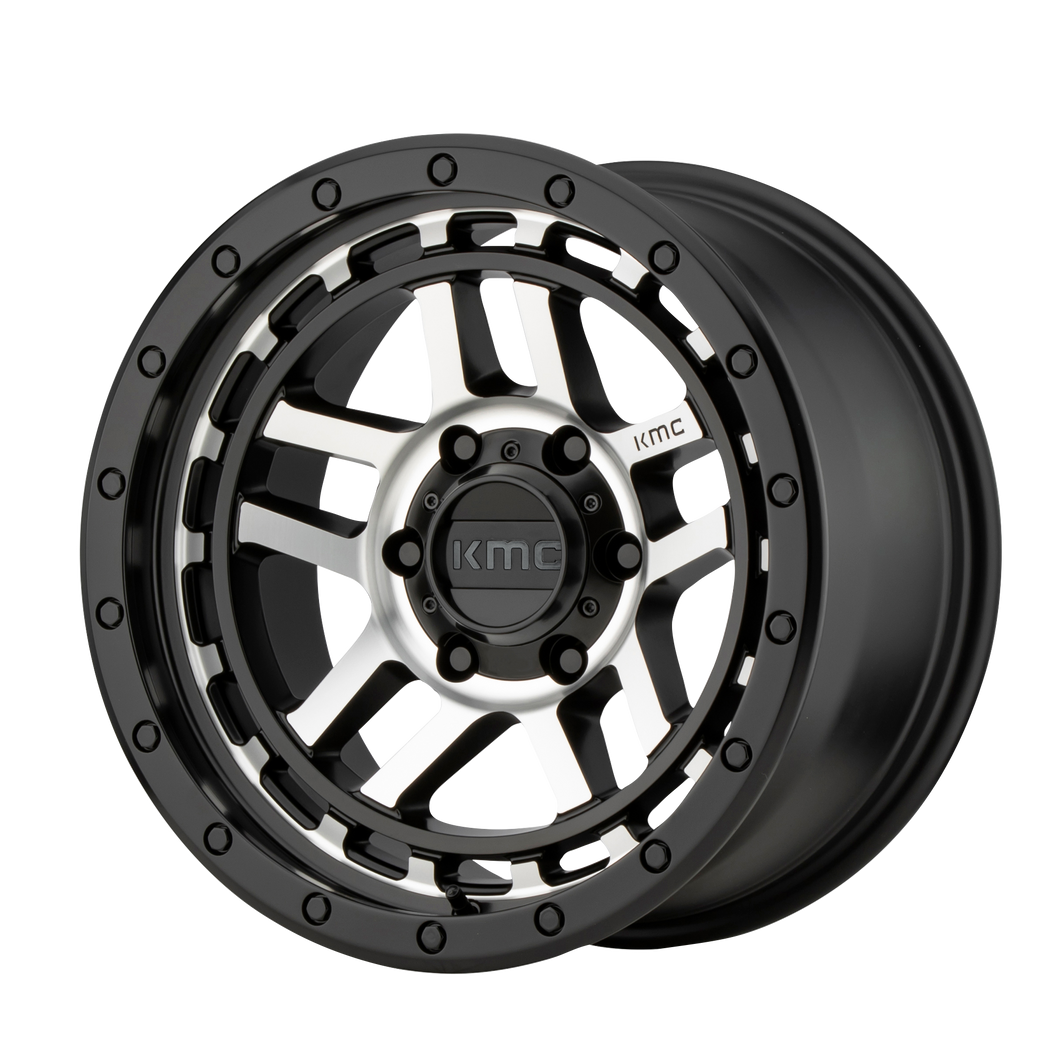 18x8.5  KMC Wheels KM540 Recon Satin Black Machined 18  offset  66.9  hub