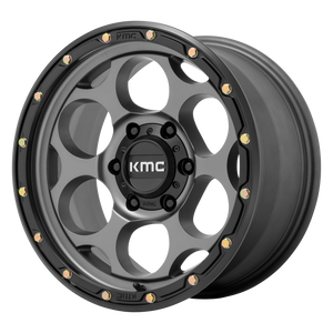 18x8.5  KMC Wheels KM541 Dirty Harry Satin Gray With Black Lip 18  offset  66.1  hub