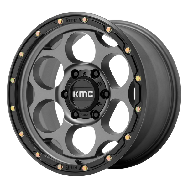 18x8.5  KMC Wheels KM541 Dirty Harry Satin Gray With Black Lip 18  offset  66.1  hub