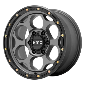 18x8.5  KMC Wheels KM541 Dirty Harry Satin Gray With Black Lip 18  offset  66.1  hub