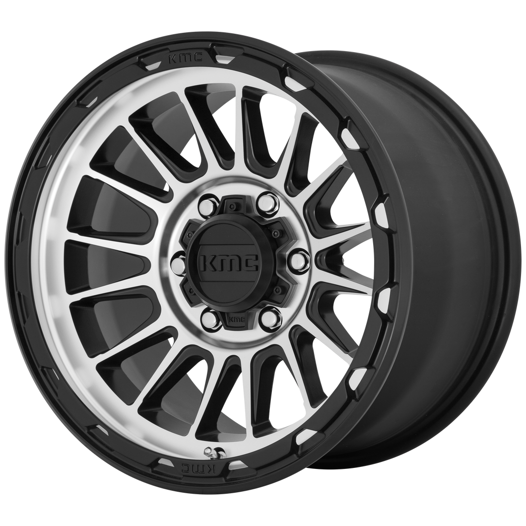 16x7  KMC Wheels KM542 Impact Satin Black Machined 30  offset  72.56  hub