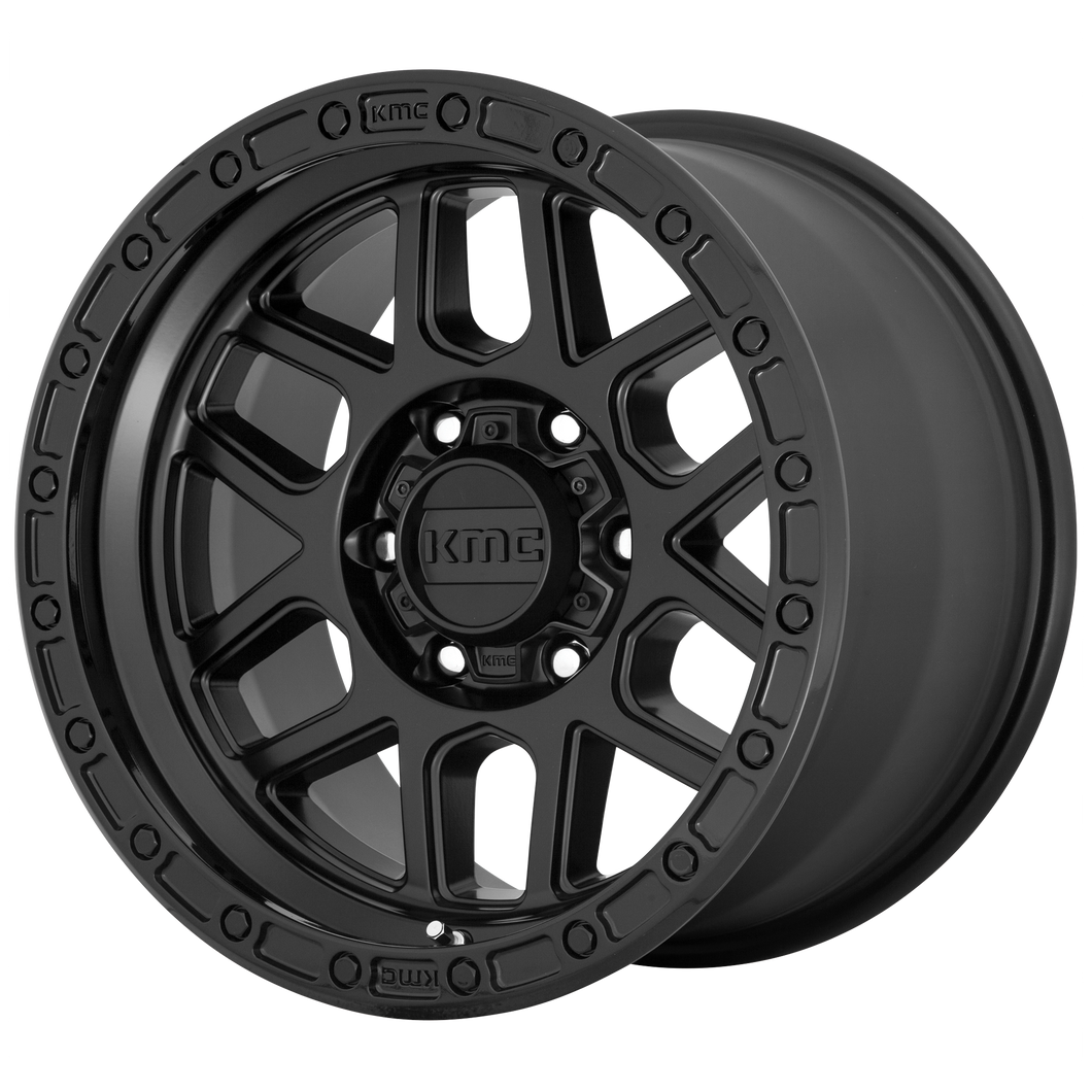 17x9  KMC Wheels KM544 Mesa Satin Black With Gloss Black Lip 18  offset  87.1  hub