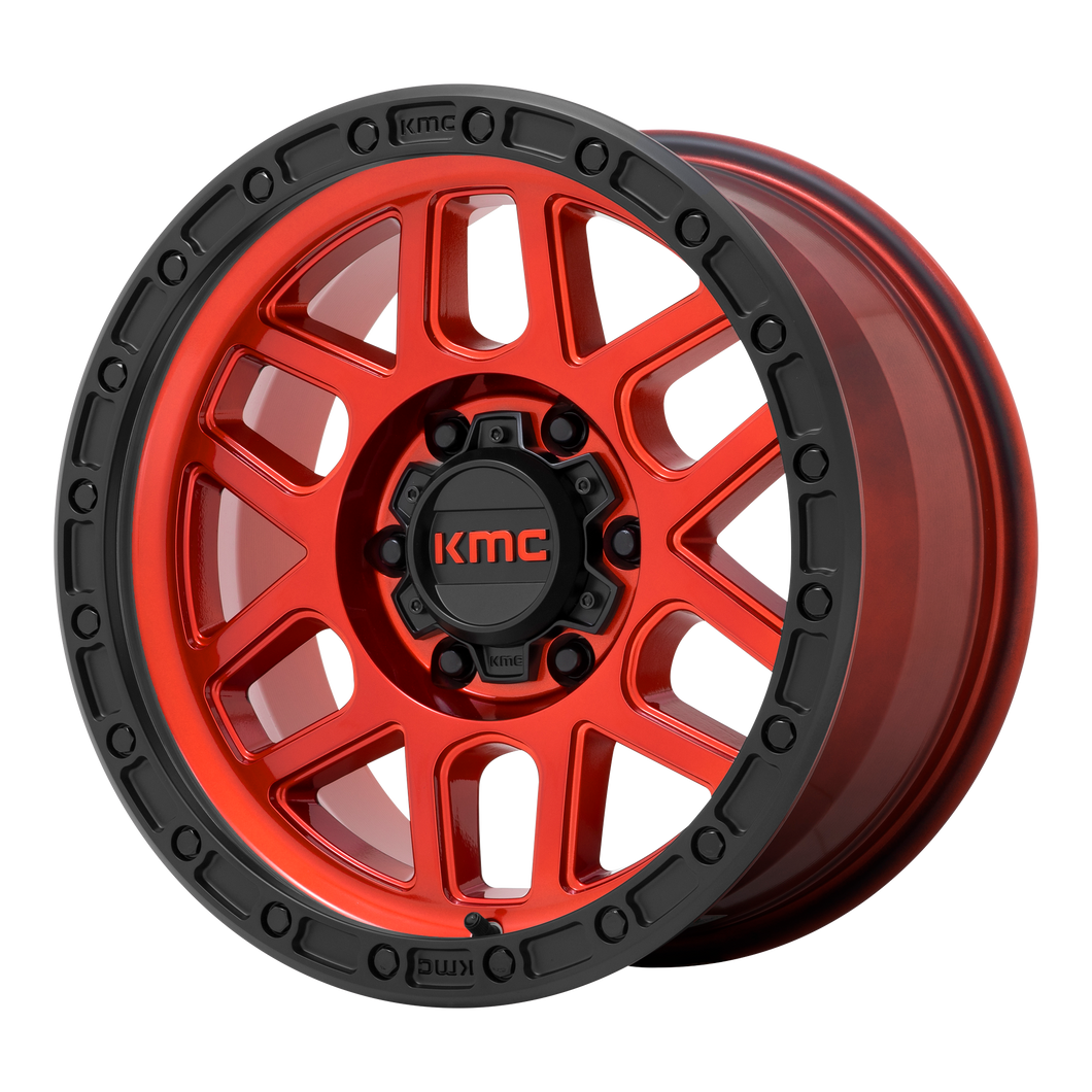 17x9  KMC Wheels KM544 Mesa Candy Red With Black Lip 18  offset  106.25  hub