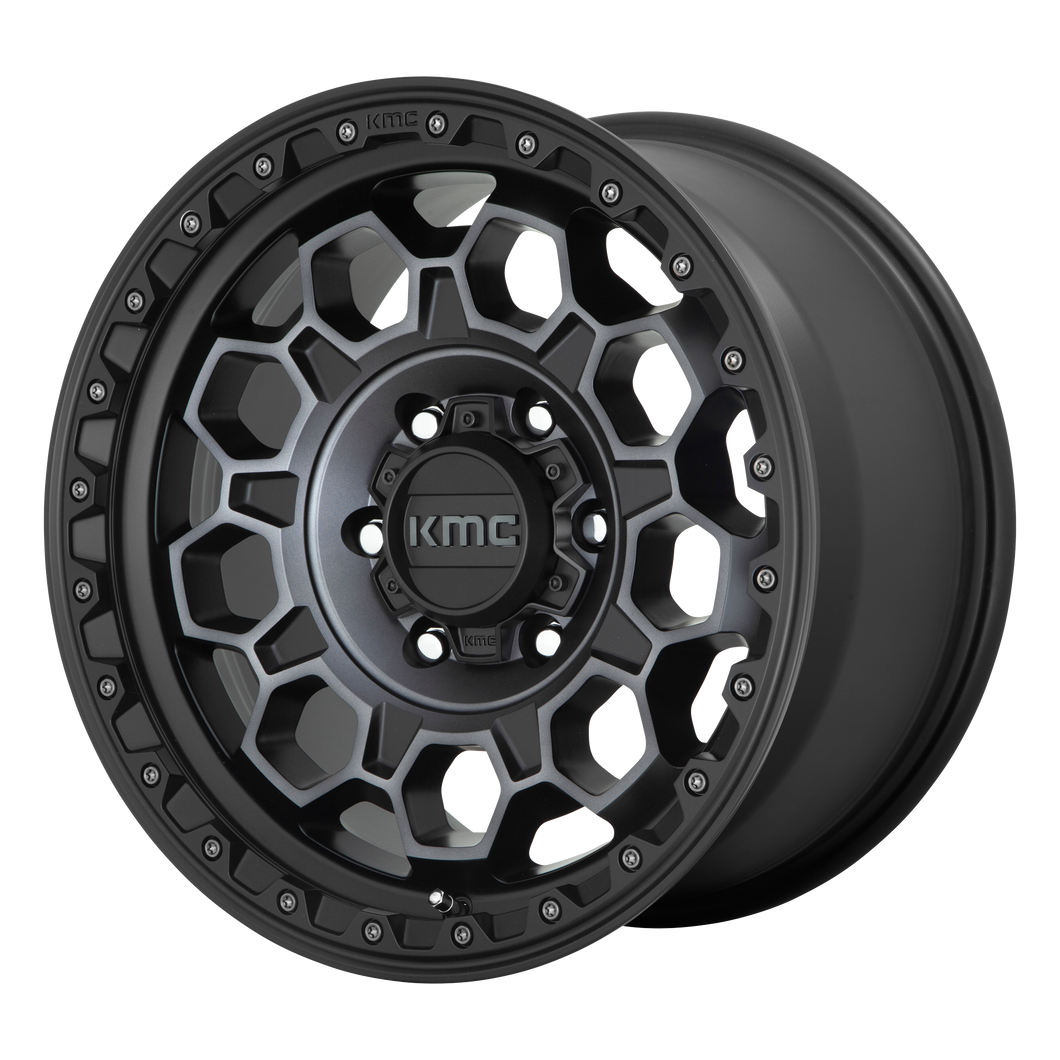 17x9  KMC Wheels KM545 Trek Satin Black With Gray Tint -12  offset  106.1  hub