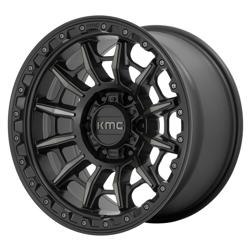 17x9  KMC Wheels KM547 Carnage Satin Black With Gray Tint -12  offset  106.1  hub