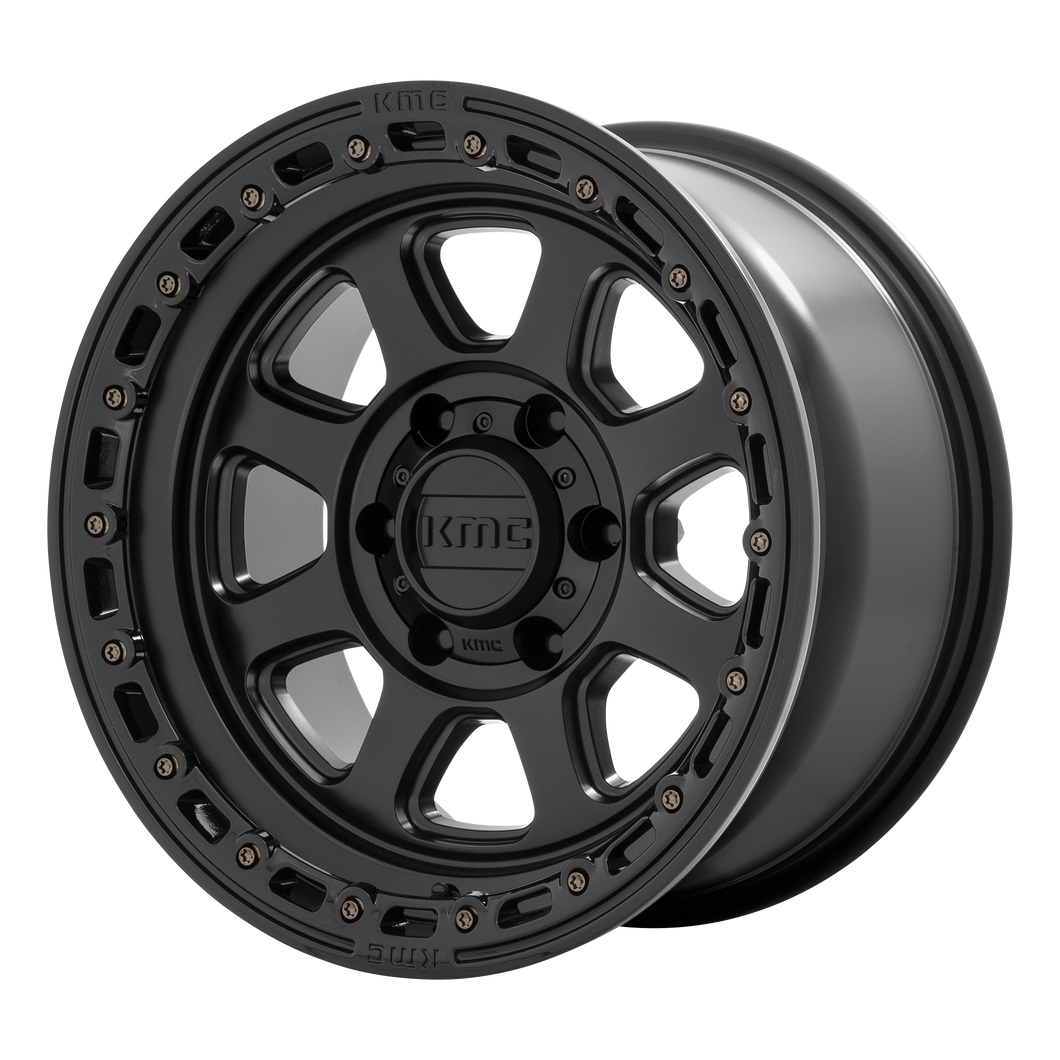 20x9  KMC Wheels KM548 Chase Satin Black With Gloss Black Lip 18  offset  124.2  hub