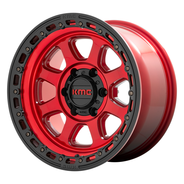 20x9  KMC Wheels KM548 Chase Candy Red With Black Lip 18  offset  71.5  hub