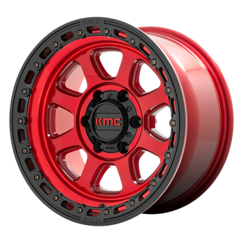 20x9  KMC Wheels KM548 Chase Candy Red With Black Lip 18  offset  71.5  hub