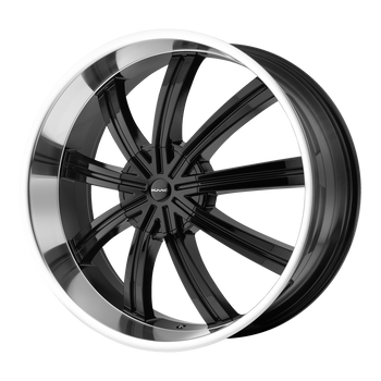 22x9.5  KMC Wheels KM672 Widow Gloss Black With Machined Face 15  offset  77.8  hub