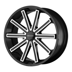 24x9  KMC Wheels KM681 Nerve Gloss Black Machined 15  offset  72.6  hub