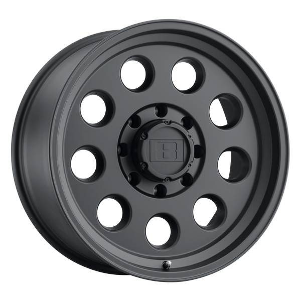 16x8.5  Level 8 Wheels Hauler Matte Black -25  offset  87.1  hub
