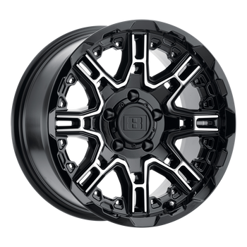 16x8.5  Level 8 Wheels Slingshot Gloss Black With Machined Face -10  offset  125.1  hub