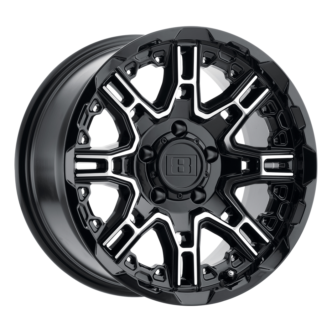 16x8.5  Level 8 Wheels Slingshot Gloss Black With Machined Face -10  offset  71.5  hub