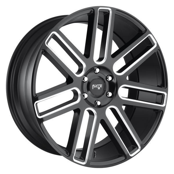 24x10 6x139.7 Niche Wheels M096 Elan Matte Black Milled 30 offset 78.1 hub