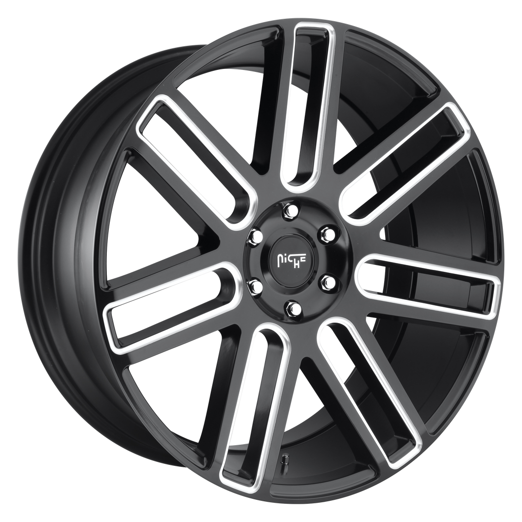 24x10 6x139.7 Niche Wheels M096 Elan Matte Black Milled 30 offset 78.1 hub