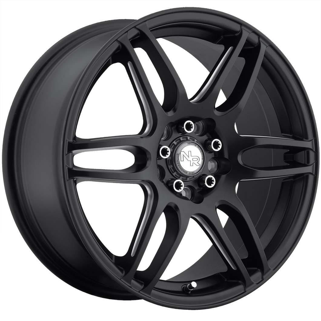 18x8 5x108/5x114.3 Niche Wheels M106 Nr6 Matte Black Milled 40 offset 72.56 hub