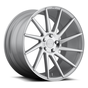 19x8.5 5x120 Niche Wheels M112 Surge Gloss Silver Machined 35 offset 72.56 hub