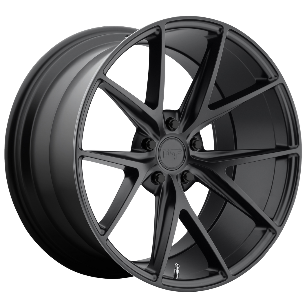 18x9.5 5x120 Niche Wheels M117 Misano Matte Black 40 offset 72.56 hub