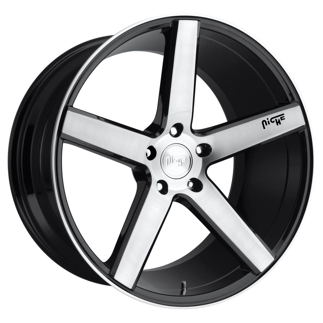 18x8 5x112 Niche Wheels M124 Milan Gloss Black Brushed 42 offset 66.56 hub