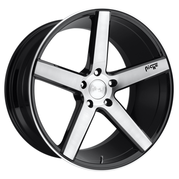 22x10 5x127 Niche Wheels M124 Milan Gloss Black Brushed 35 offset 71.5 hub