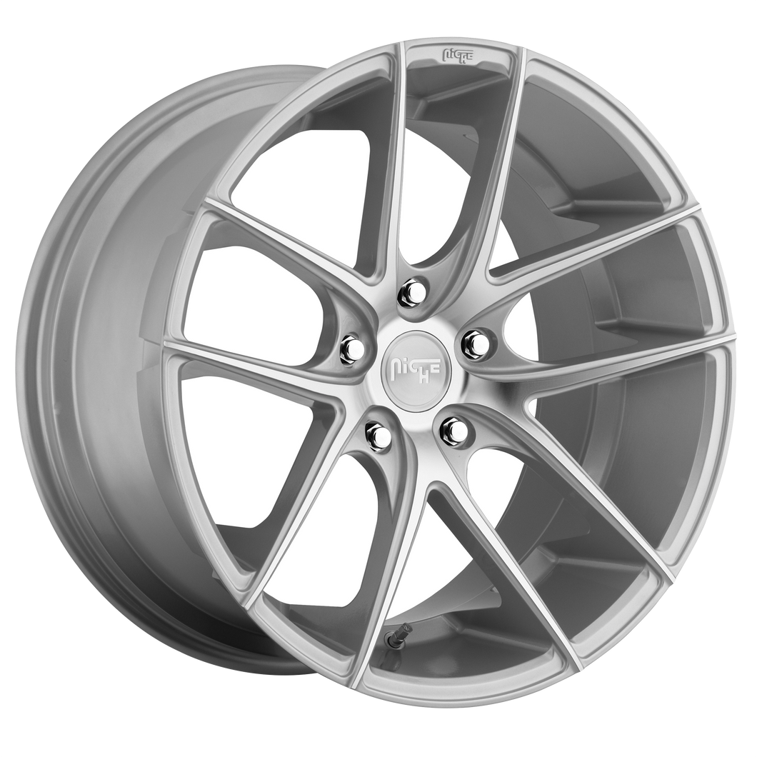 20x8.5 5x112 Niche Wheels M131 Targa Gloss Silver Machined 42 offset 66.56 hub