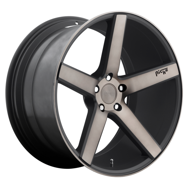 22x10 5x130 Niche Wheels M134 Milan Matte Black Machined With Double Dark Tint 50 offset 71.5 hub