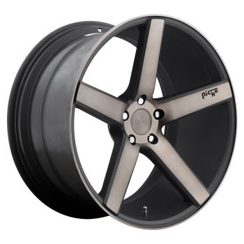 22x10 5x130 Niche Wheels M134 Milan Matte Black Machined With Double Dark Tint 50 offset 71.5 hub