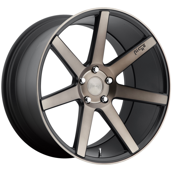 19x9.5 5x100 Niche Wheels M150 Verona Matte Black Machined 40 offset 66.06 hub