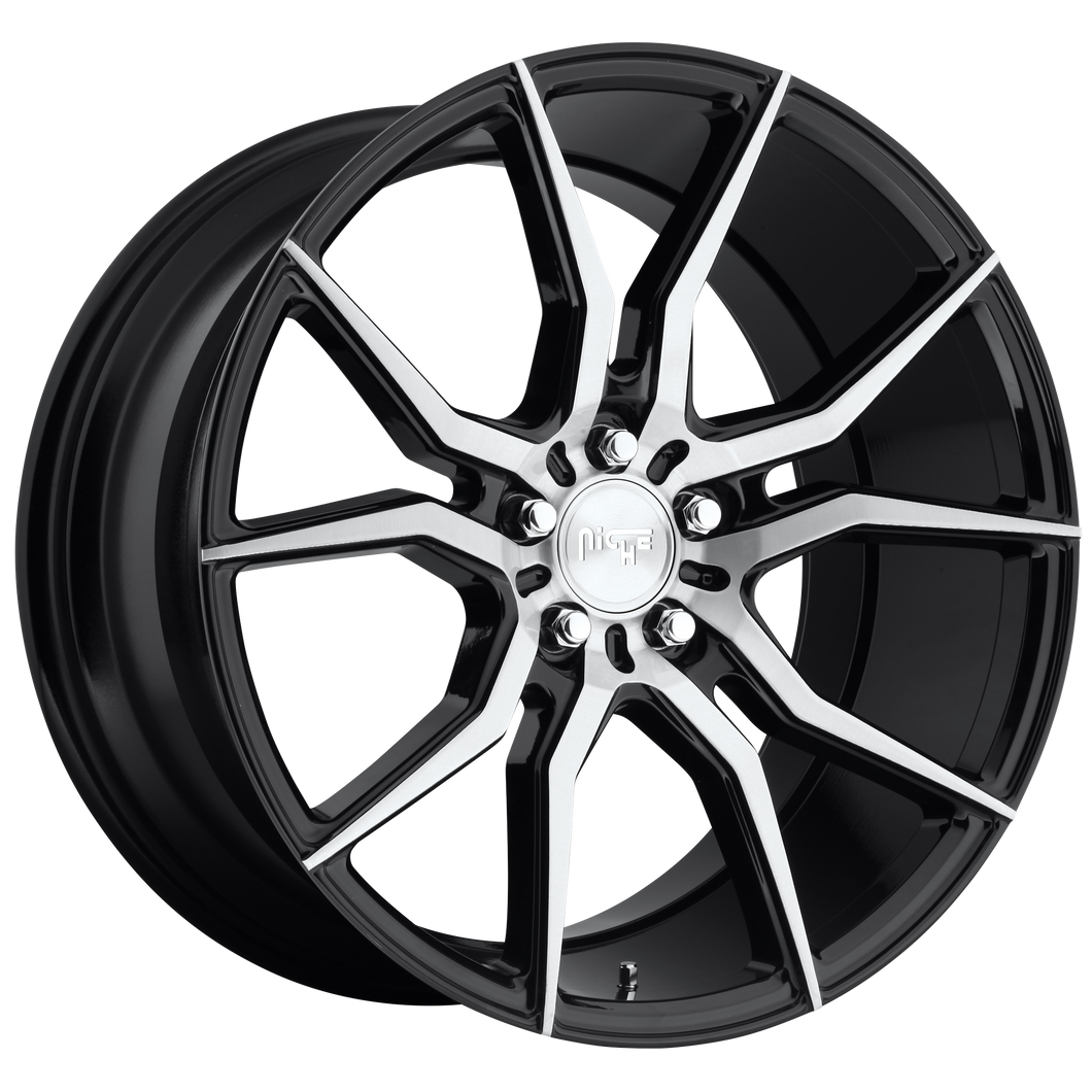 20x10 5x114.3 Niche Wheels M166 Ascari Gloss Black Brushed 40 offset 72.56 hub