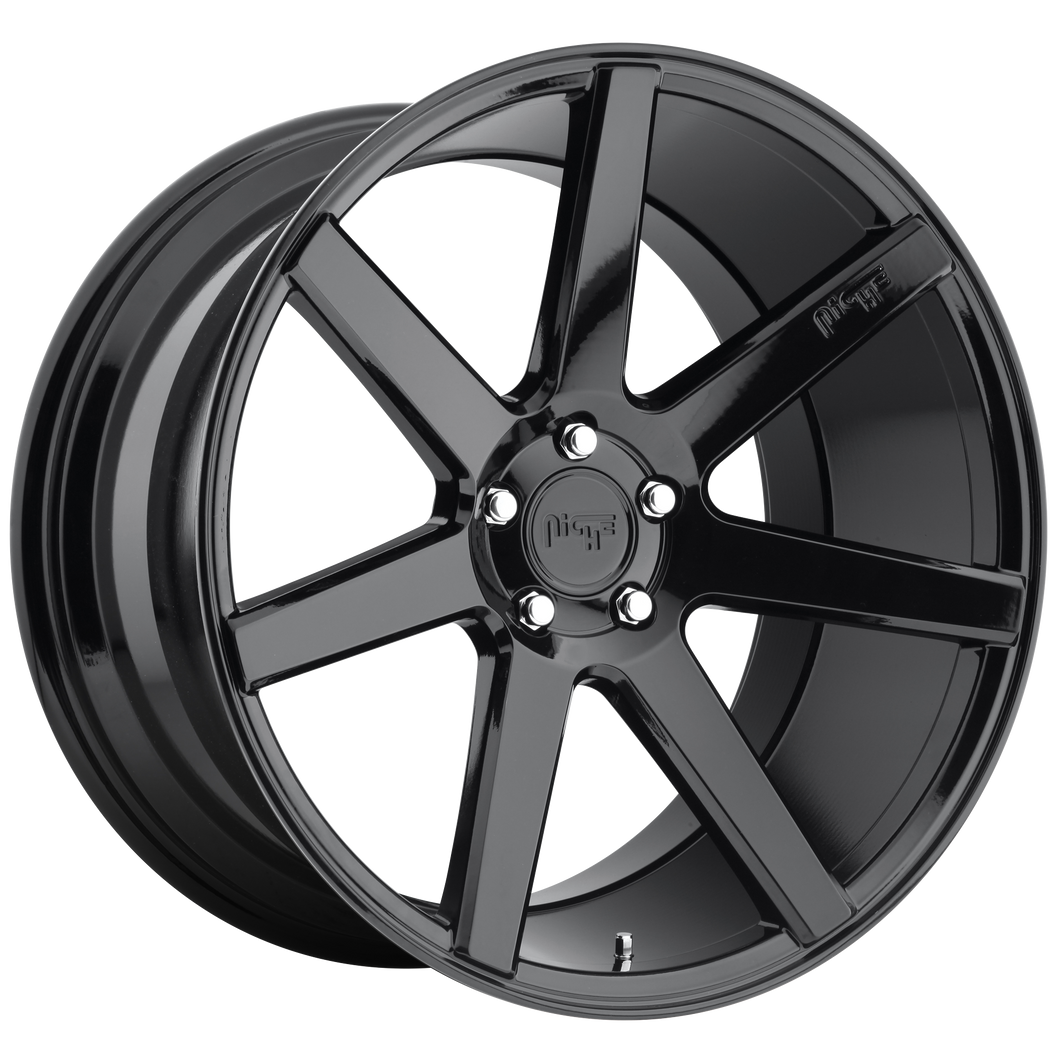 22x10 5x120 Niche Wheels M168 Verona Gloss Black 40 offset 74.1 hub