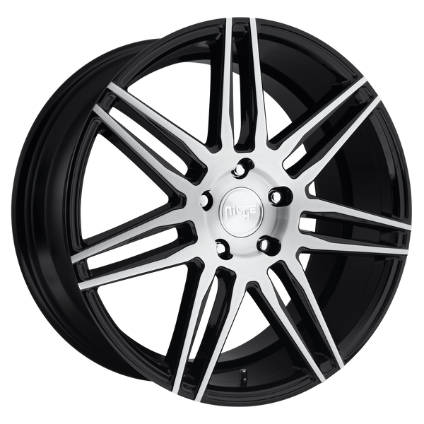 18x8 5x112 Niche Wheels M178 Trento Gloss Black Brushed 42 offset 66.56 hub