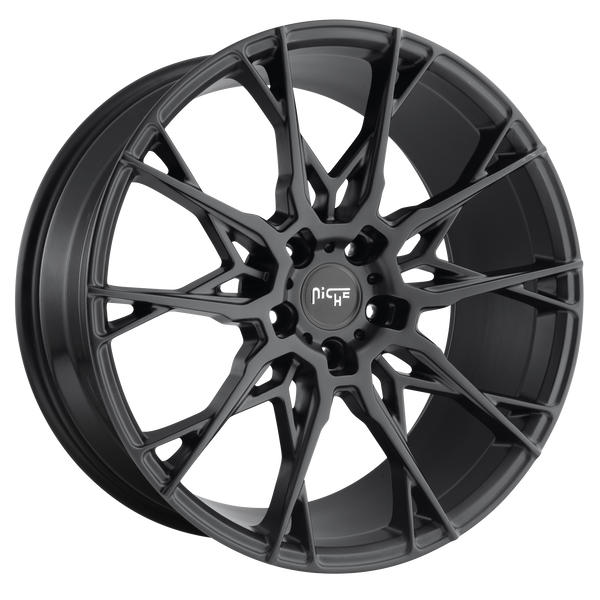 18x8.5 5x112 Niche Wheels M183 Staccato Matte Black 35 offset 66.56 hub