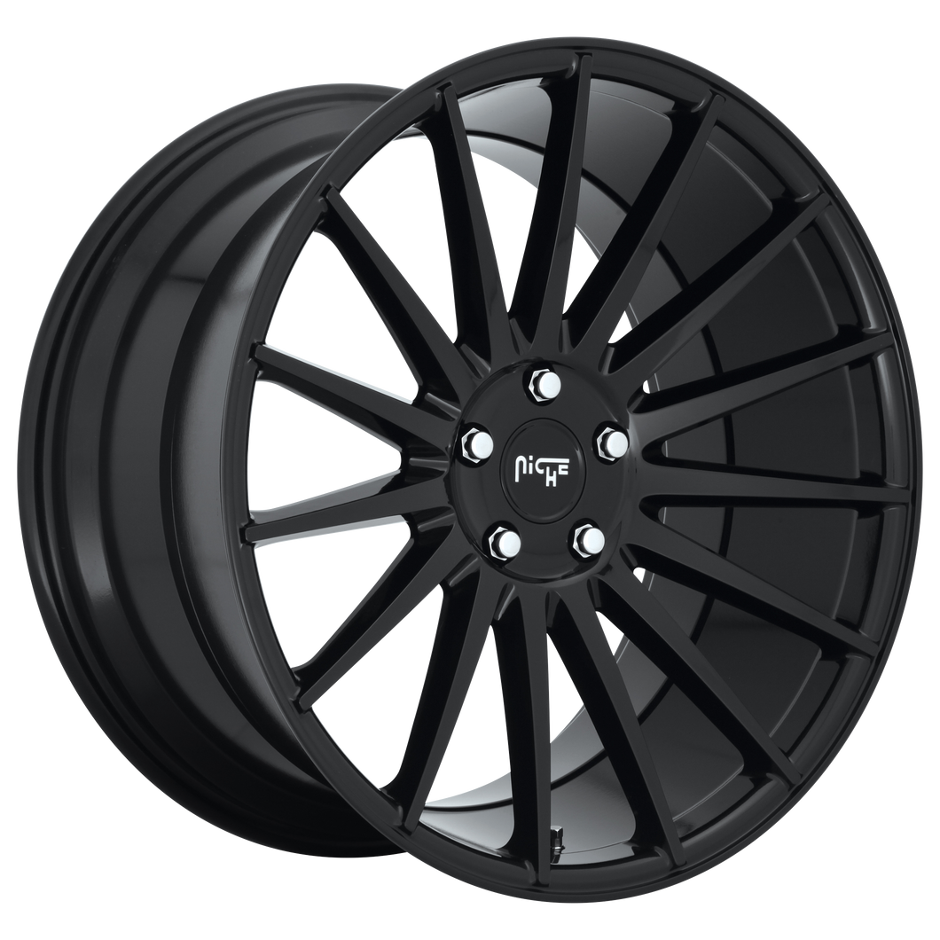 20x8.5 5x114.3 Niche Wheels M214 Form Gloss Black 35 offset 72.56 hub