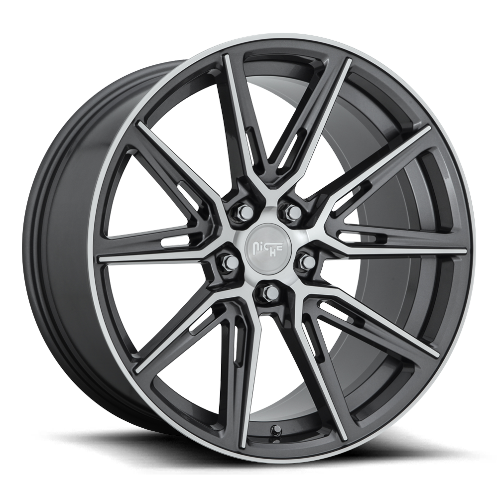 20x9 5x115 Niche Wheels M220 Gemello Gloss Anthracite Machined 18 offset 71.5 hub