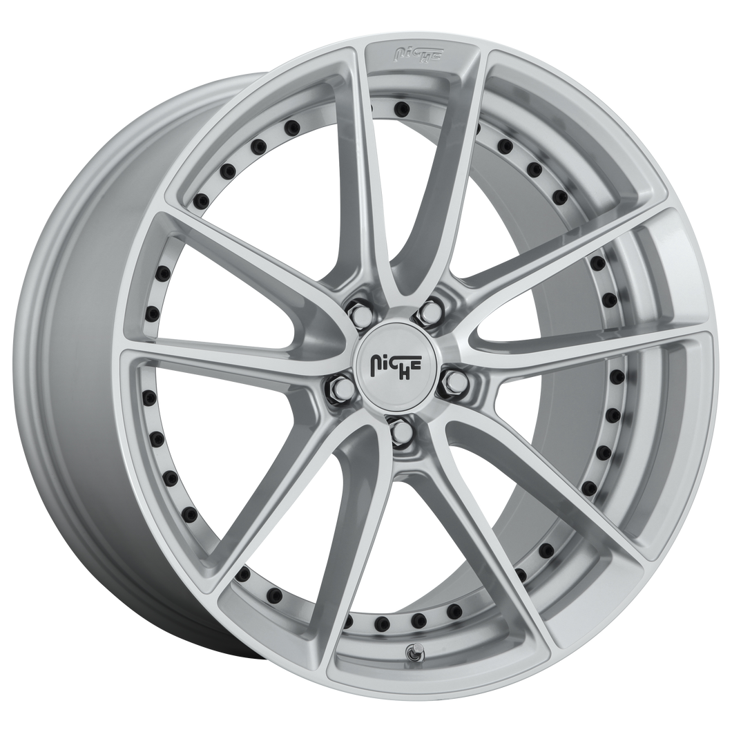 20x9 5x112 Niche Wheels M221 DFS Gloss Silver Machined 38 offset 66.56 hub