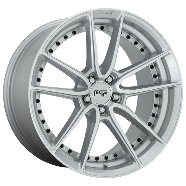 18x8 5x114.3 Niche Wheels M221 DFS Gloss Silver Machined 40 offset 72.56 hub