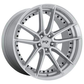 18x8 5x114.3 Niche Wheels M221 DFS Gloss Silver Machined 40 offset 72.56 hub