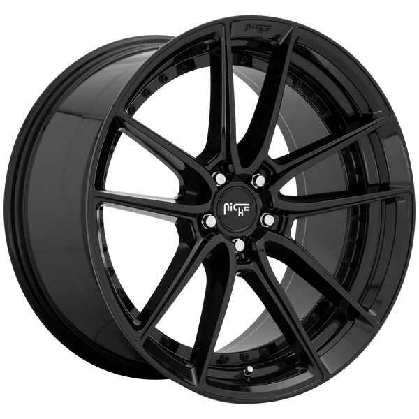 22x10.5 5x120 Niche Wheels M223 DFS Gloss Black 40 offset 74.1 hub